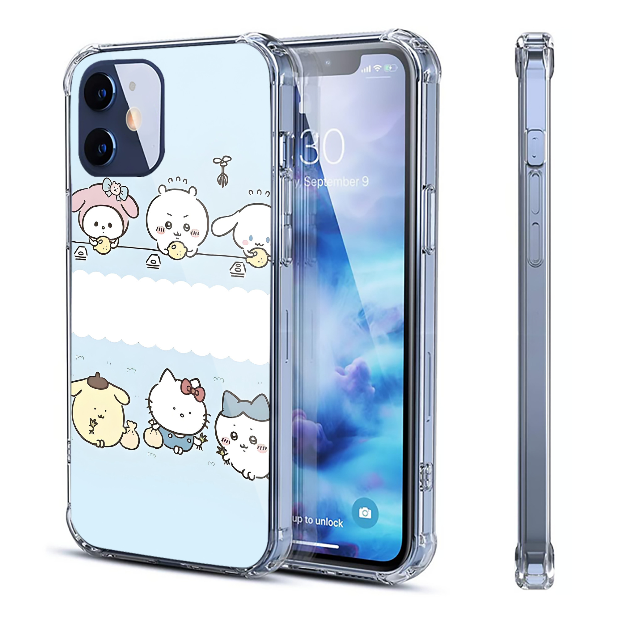 （画像用） ちいかわ Chii-kawa 【iPhone 12シリーズ対応】透明スマホケース（クリアソフトケース）